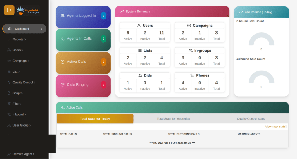 VICIdial Admin Dashboard